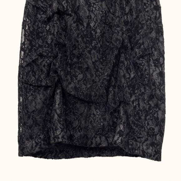 Maje | Rimael Black Velvet Flocked Lace Puff Sleeve Mini Dress Size 1 US S - Picture 7 of 11